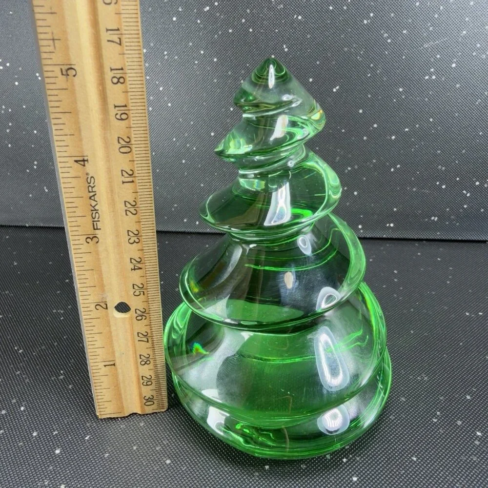 BACCARAT Crystal Green‎ Christmas Tree Figurine Noel Enchanting Eye Fir Signed